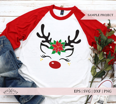 Christmas Poinsettia Reindeer SVG Files SVG SVG Cut Studio 
