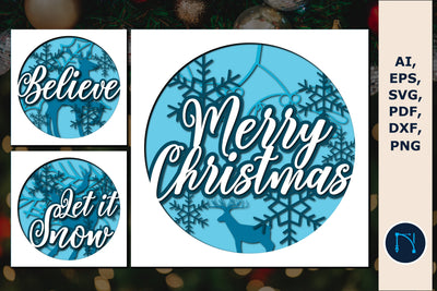 CHRISTMAS Poinsettia Shadow Box bundle SVG MD JOYNAL ABDIN 