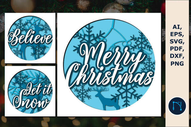 CHRISTMAS Poinsettia Shadow Box bundle SVG MD JOYNAL ABDIN 