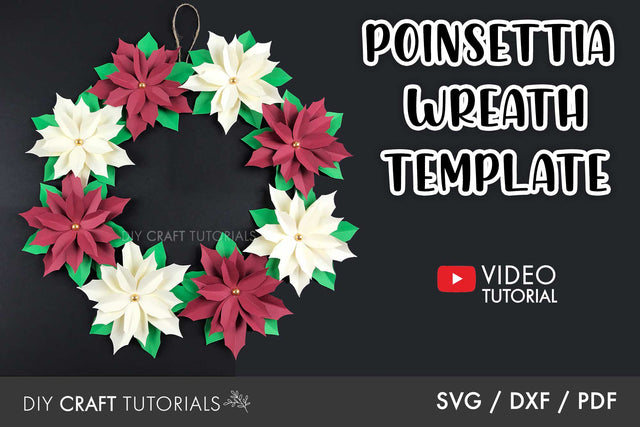 Christmas Poinsettia SVG - Christmas Wreath svg SVG DIY Craft Tutorials 