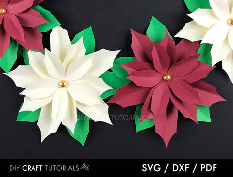 Christmas Poinsettia SVG - Christmas Wreath svg SVG DIY Craft Tutorials 