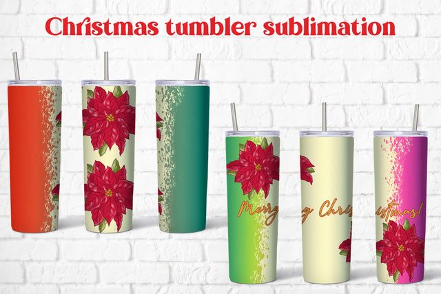 Christmas poinsettia tumbler | Christmas flower poinsettia Sublimation Svetana Studio 