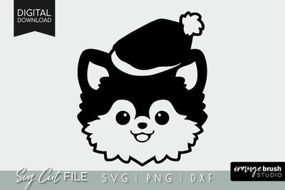 Christmas Pomeranian Dog in Santa Hat SVG File For Cricut SVG OrangeBrushStudio 