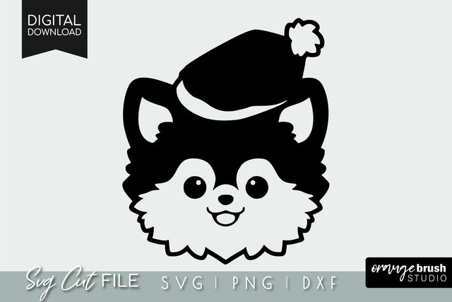 Christmas Pomeranian Dog in Santa Hat SVG File For Cricut SVG OrangeBrushStudio 