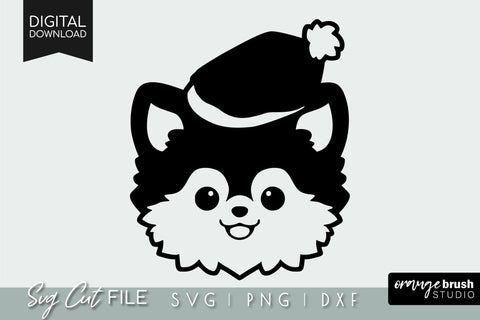 Christmas Pomeranian Dog in Santa Hat SVG File For Cricut SVG OrangeBrushStudio 