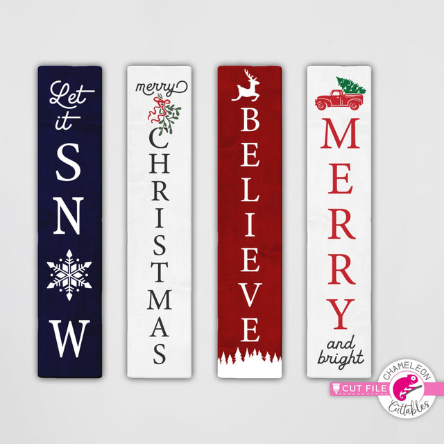 Christmas porch sign bundle 1 vertical svg png dxf SVG Chameleon Cuttables 