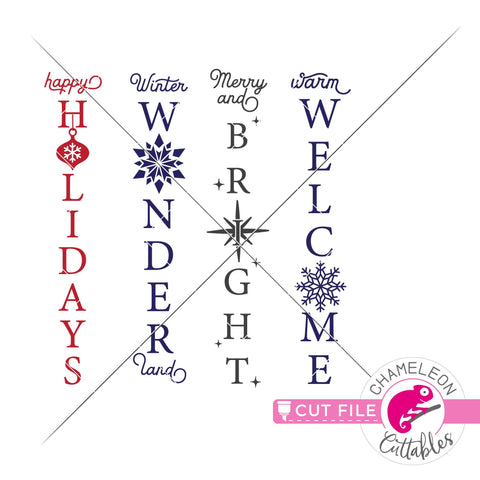 Christmas porch sign bundle 2 vertical svg png dxf SVG Chameleon Cuttables 