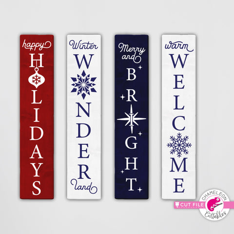Christmas porch sign bundle 2 vertical svg png dxf SVG Chameleon Cuttables 