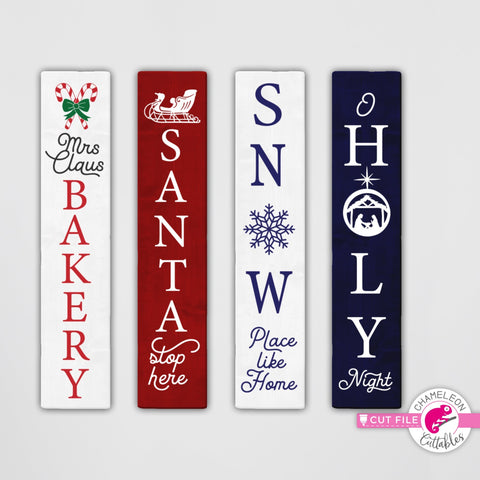 Christmas porch sign bundle 3 vertical svg png dxf SVG Chameleon Cuttables 