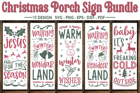 Christmas porch sign bundle SVG FiveStarCrafting 