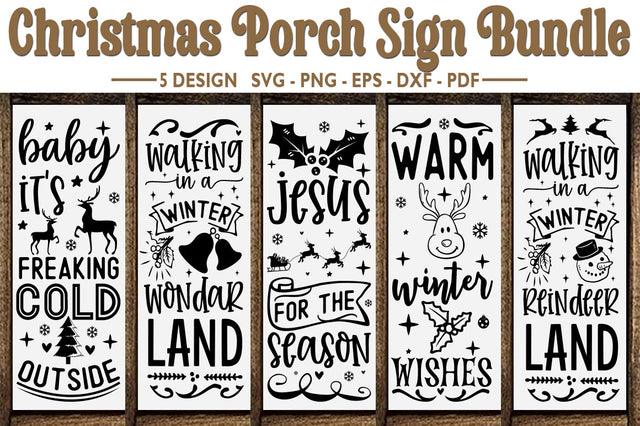 Christmas Porch sign bundle SVG FiveStarCrafting 