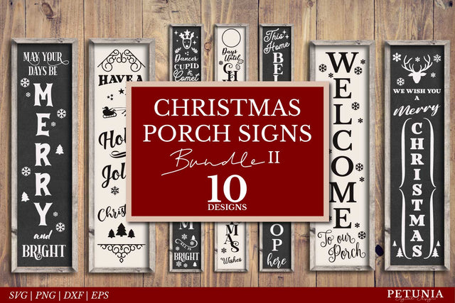 Christmas Porch Sign Bundle | Welcome Vertical Sign SVG SVG Petunia Digital Design 
