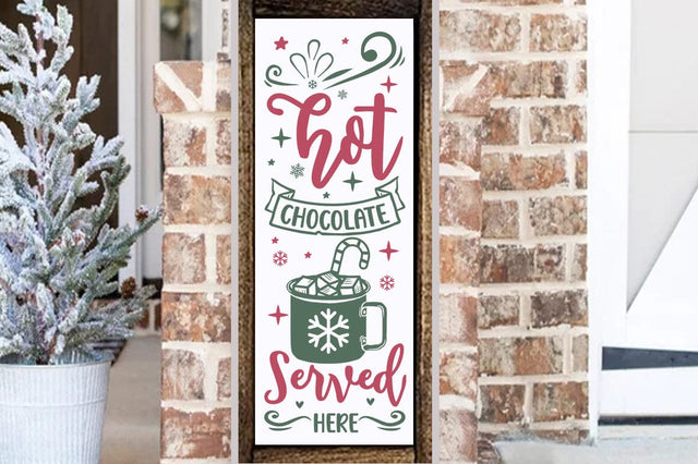 Christmas Porch Sign Design, Hot chocolate served here SVG FiveStarCrafting 