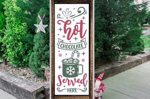Christmas Porch Sign Design, Hot chocolate served here SVG FiveStarCrafting 