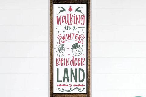 Christmas Porch Sign Design, Walking in a winter reindeer land SVG FiveStarCrafting 