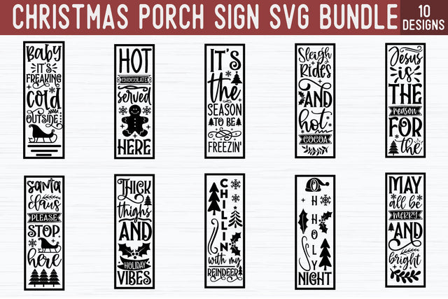 Christmas Porch Sign SVG Bundle SVG akazaddesign 
