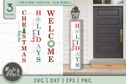 Christmas Porch Sign SVG | Christmas SVG | Vertical Sign SVG Style and Stencil 