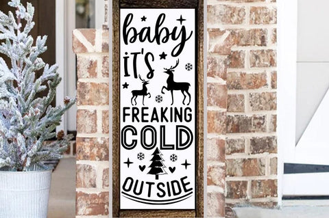 Christmas porch sign SVG Design, Baby its freaking cold outside SVG FiveStarCrafting 