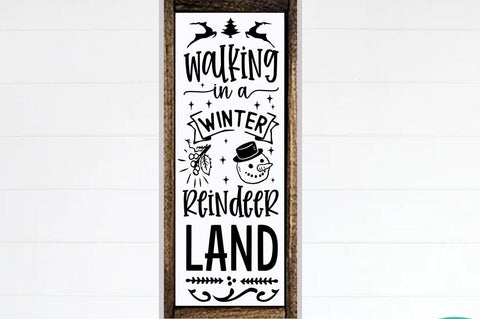 Christmas porch sign SVG Design, Walking in a winter reindeer land SVG FiveStarCrafting 