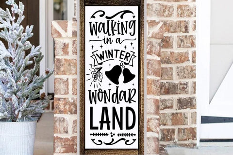 Christmas porch sign SVG Design, Walking in a winter wondar land SVG FiveStarCrafting 