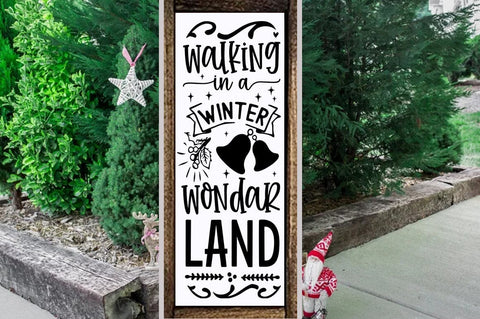 Christmas porch sign SVG Design, Walking in a winter wondar land SVG FiveStarCrafting 