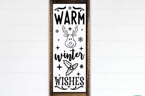Christmas porch sign SVG Design, Warm winter wishes SVG FiveStarCrafting 