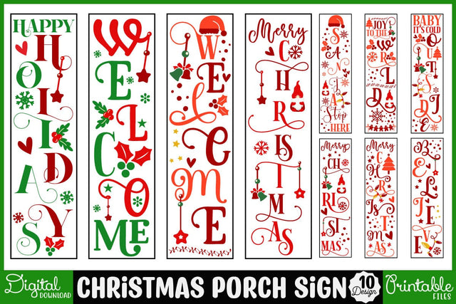 Christmas Porch Sign Svg Designs Bundles, Happy Holidays, Merry Christmas Svg, Vertical Home Sign Svg, Welcome Porch Sign Svg Files for Cricut, Png, Dxf SVG SH_Tee store 