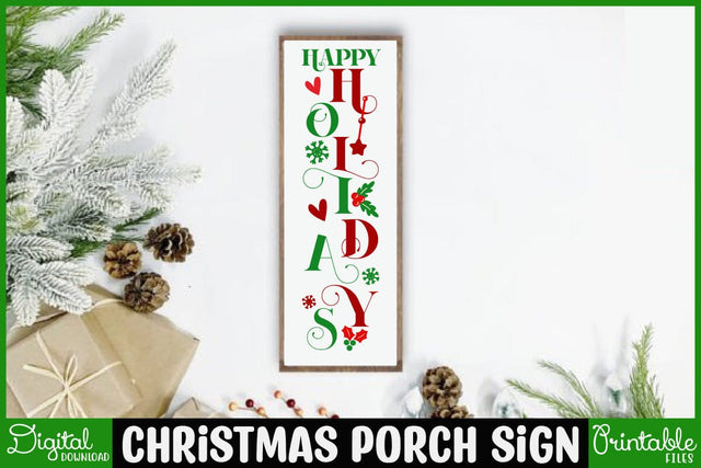 Christmas Porch Sign Svg, Happy Holidays, Merry Christmas Svg, Vertical Home Sign Svg, Welcome Porch Sign Svg Files for Cricut, Png, Dxf SVG SH_Tee store 
