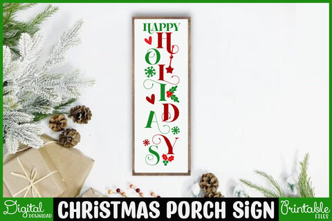 Christmas Porch Sign Svg, Happy Holidays, Merry Christmas Svg, Vertical Home Sign Svg, Welcome Porch Sign Svg Files for Cricut, Png, Dxf SVG SH_Tee store 