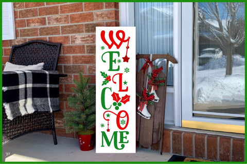 Christmas Porch Sign Svg, Happy Holidays, Merry Christmas Svg, Vertical Home Sign Svg, Welcome Porch Sign Svg Files for Cricut, Png, Dxf SVG SH_Tee store 
