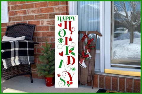 Christmas Porch Sign Svg, Happy Holidays, Merry Christmas Svg, Vertical Home Sign Svg, Welcome Porch Sign Svg Files for Cricut, Png, Dxf SVG SH_Tee store 