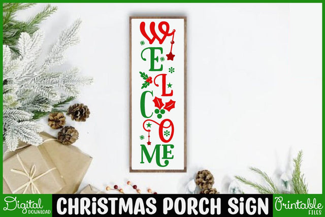 Christmas Porch Sign Svg, Happy Holidays, Merry Christmas Svg, Vertical Home Sign Svg, Welcome Porch Sign Svg Files for Cricut, Png, Dxf SVG SH_Tee store 