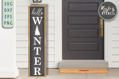 Christmas Porch Sign SVG | Hello Winter | Christmas SVG SVG Style and Stencil 