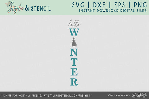 Christmas Porch Sign SVG | Hello Winter | Christmas SVG SVG Style and Stencil 