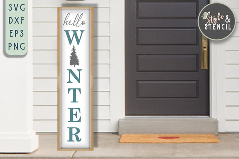 Christmas Porch Sign SVG | Hello Winter | Christmas SVG SVG Style and Stencil 