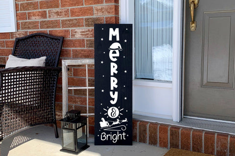 Christmas Porch Sign SVG - Merry & Bright SVG SVG CraftLabSVG 