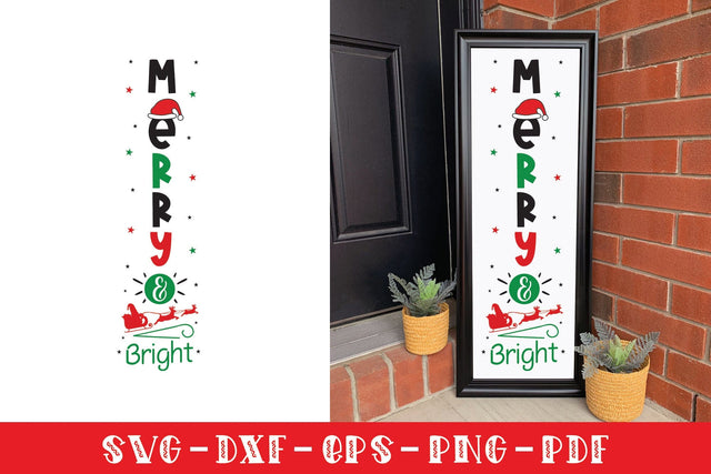 Christmas Porch Sign SVG - Merry & Bright SVG SVG CraftLabSVG 