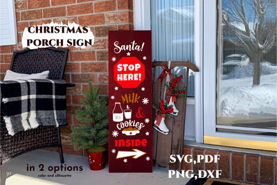Christmas porch sign svg. Santa stop here! Milk and cookies SVG Angelina Semenova 