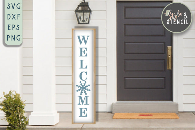 Christmas Porch Sign SVG | Welcome Sign | Vertical SVG Style and Stencil 