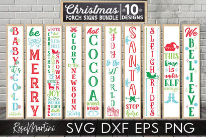 Christmas Porch Signs Bundle Of 10 Designs SVG file for cutting machines Cricut Silhouette SVG PNG Christmas Vertical Signs svg SVG RoseMartiniDesigns 