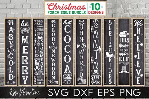 Christmas Porch Signs Bundle Of 10 Designs SVG file for cutting machines Cricut Silhouette SVG PNG Christmas Vertical Signs svg SVG RoseMartiniDesigns 