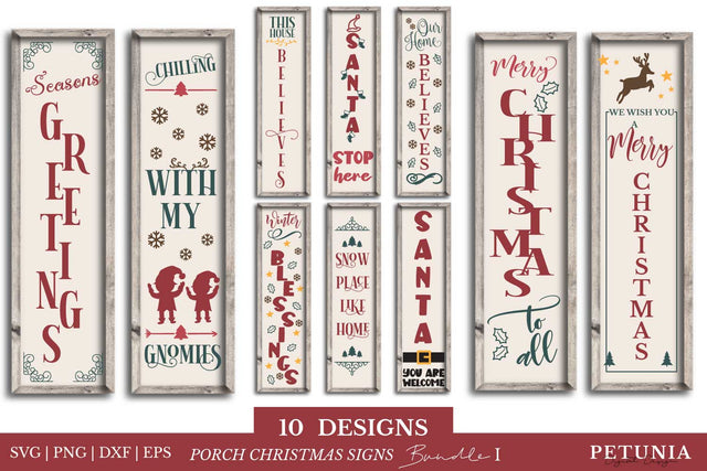 Christmas Porch Signs Bundle | Welcome Vertical Sign SVG SVG Petunia Digital Design 