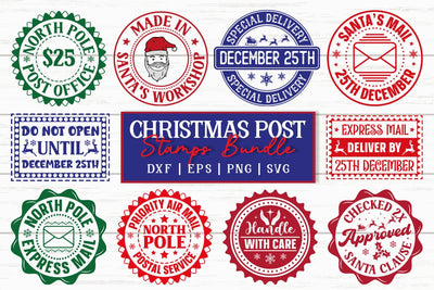 Christmas Post Stamps Bundle, Santa svg, North pole express, Santa Claus post stamp svg, Christmas post stamps bundle, north pole air mail SVG etcify 