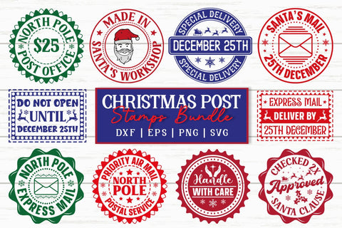 Christmas Post Stamps Bundle, Santa svg, North pole express, Santa Claus post stamp svg, Christmas post stamps bundle, north pole air mail SVG etcify 