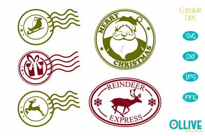 Christmas Postage Stamps SVG Bundle SVG Ollive Studio 