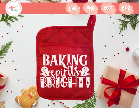 Christmas Pot Holder - Baking Spirits Bright - SVG, PNG, DXF, EPS SVG Elsie Loves Design 