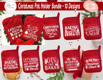 Christmas Pot Holder Bundle - SVG, PNG, DXF, EPS SVG Elsie Loves Design 