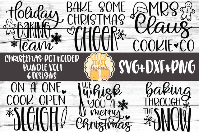 Christmas Pot Holder Bundle Vol 1 - Oven Mitt SVG PNG DXF Cut Files SVG Cheese Toast Digitals