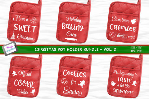 Christmas Pot Holder Bundle Vol. 2 - Includes 6 Christmas SVG pot holder designs SVG Stacy's Digital Designs 