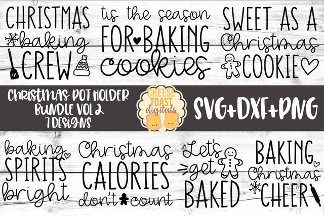 Christmas Pot Holder Bundle Vol 2 - Oven Mitt SVG PNG DXF Cut Files SVG Cheese Toast Digitals